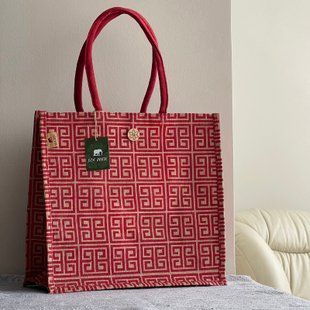 Джутовая сумка Red splash button 41х39х19см Silk Route