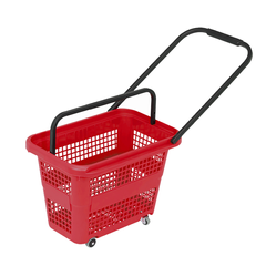 Кошик для покупців, на колесах, 32 л. червоний, Shopping Basket