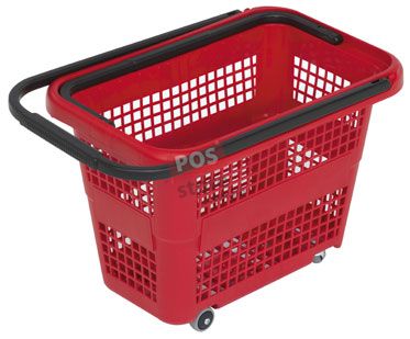 Кошик для покупців, на колесах, 32 л. червоний, Shopping Basket