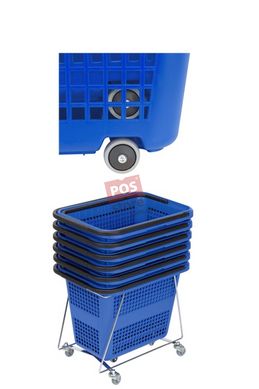 Покупательская корзина на колесах, 54 л. синяя, Shopping Basket