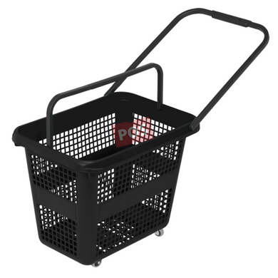 Покупательская корзина на колесах, 54 л. черная, Shopping Basket