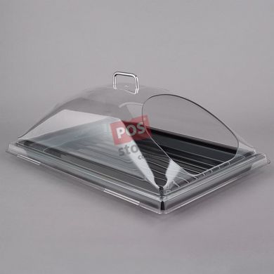 Випукла кришка-ковпак з торцевим вирізом до демонстраційного підносу, Сambro (США), Прозорий, 32,5х53х16,8 см