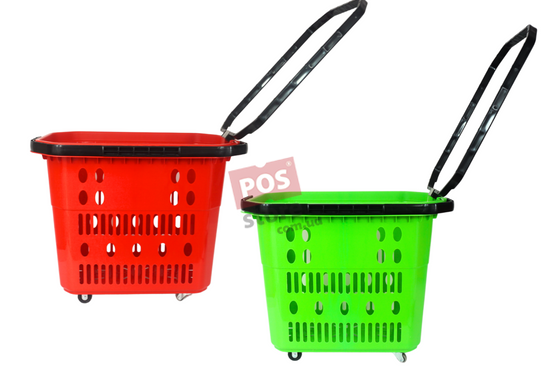 Кошик для покупців, на колесах, 45 літрів, Червоний