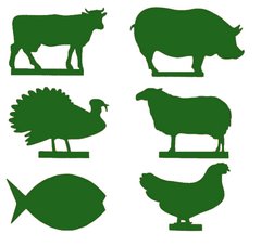 Пластиковый меловой ценник в форме животных для мясной выкладки коровка