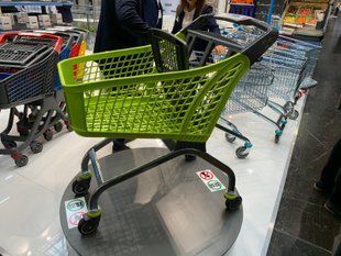 Пластиковая покупательская тележка с металлической основой 100л, Турция, Urika, фисташковый