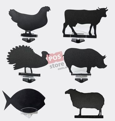 Пластиковый меловой ценник в форме животных для мясной выкладки коровка
